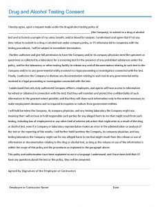 Drug and Alcohol Testing Consent Form
