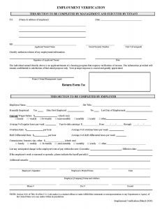 Employment verification form