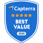 Badge awarding eSign Genie with Capterra Best Value for 2020