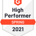 Badge awarding eSign Genie with G2 High Performer for Spring of 2021