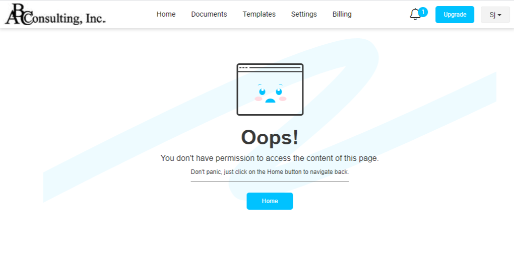 Screenshot displaying Oops! error message restricting content viewing