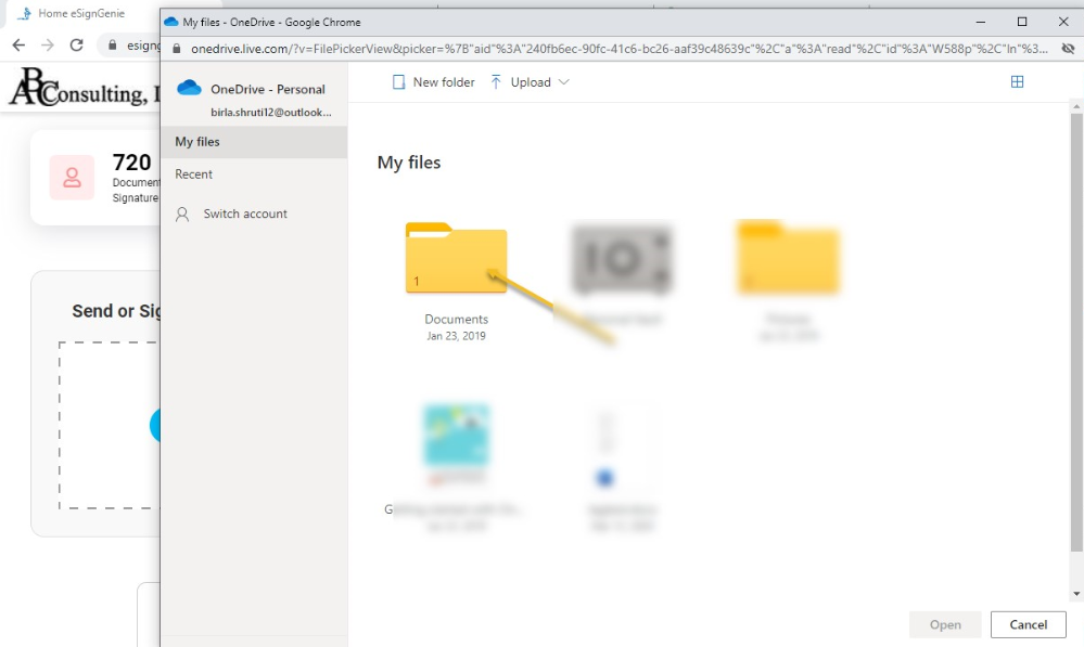 Screenshot displaying OneDrive documents folder fixed