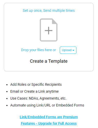 Screenshot displaying the create a template home tab