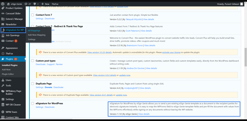 WordPress Plugin Integrations - eSing Genie